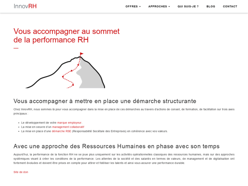 Screenshot du site : Innov RH : conduite du changement