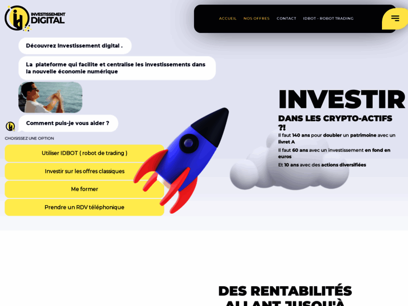 Screenshot du site : Investissement digital