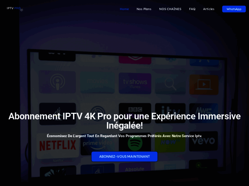 Screenshot du site : Meilleur Abonnement IPTV 4K au france 2024