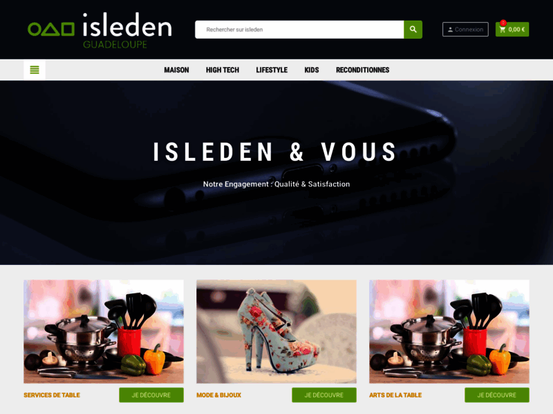 Screenshot du site : Isleden guadeloupe