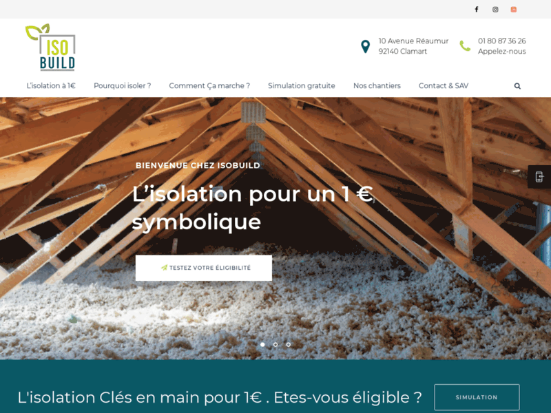 Screenshot du site : ISOBUILD ISOBUILD : Isolation des combles à 1 euro