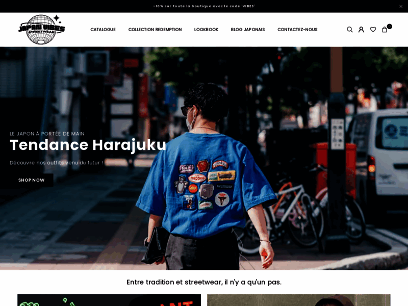 Screenshot du site : Japan Vibes | Vêtements streetwear japonais