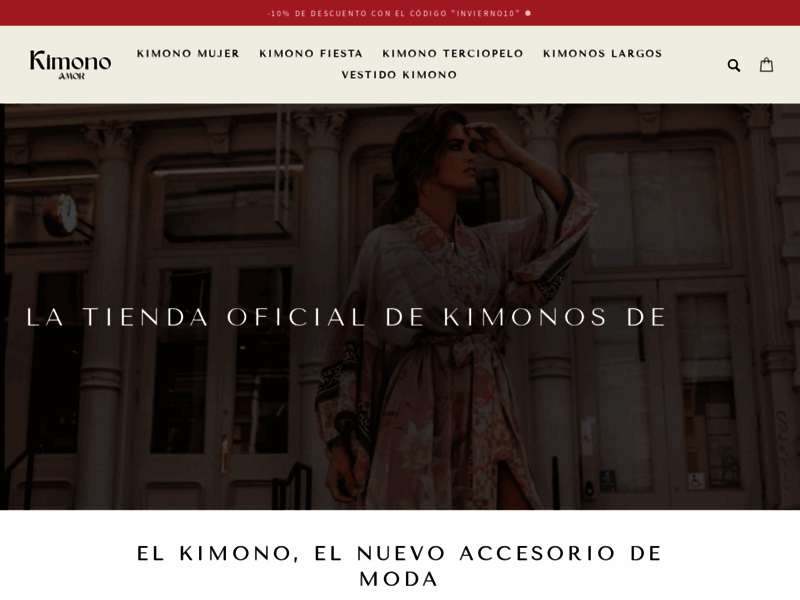 Screenshot del sitio : para los fans de los Kimonos