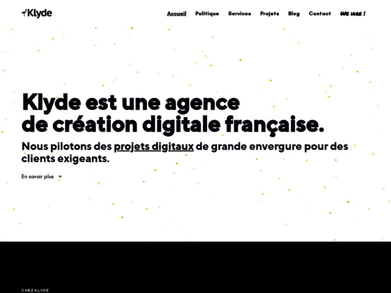 Screenshot du site : Klyde - Agence de création digitale