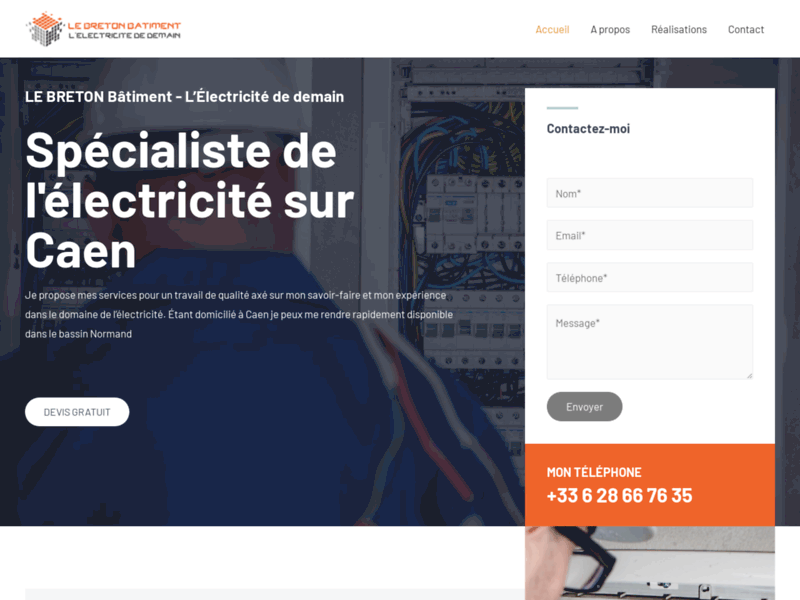 Screenshot du site : Le Breton bâtiment - électricien sur Caen