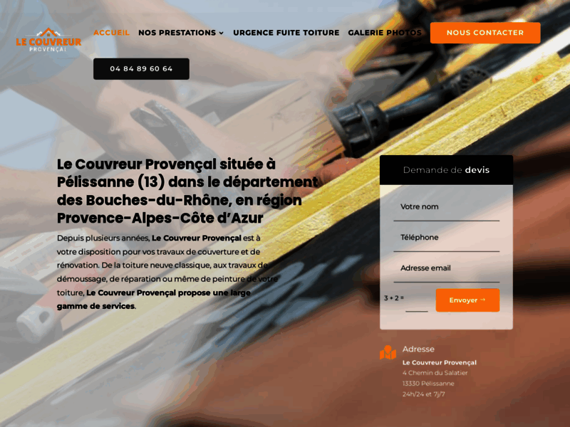 Screenshot du site : Le Couvreur Provençal Pélissanne