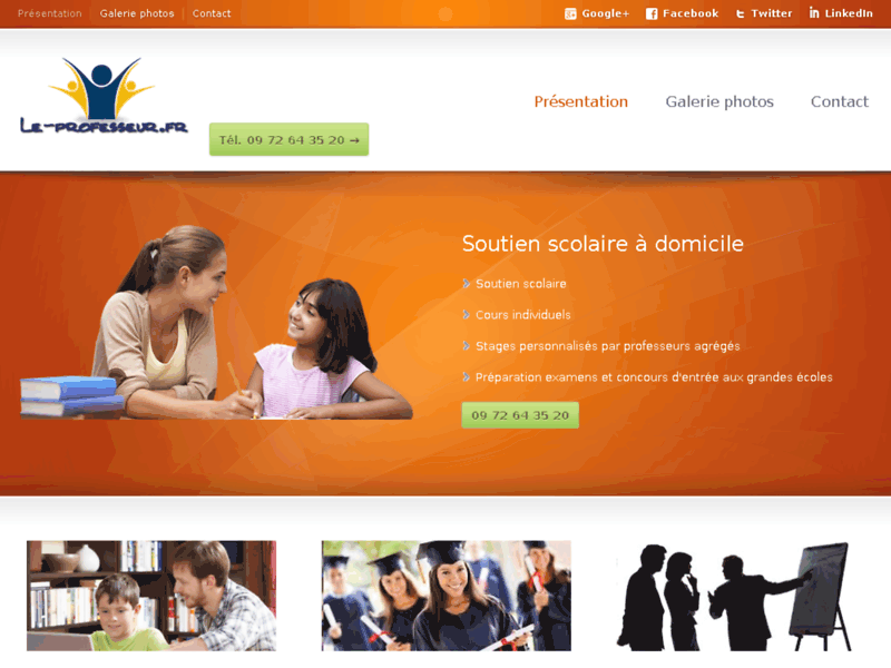 Screenshot du site : Soutien scolaire partout en France