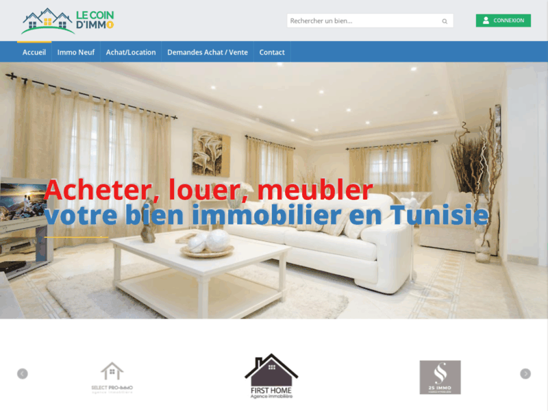 Screenshot du site : Annonces immobilieres Tunisie : Vente, Achat
