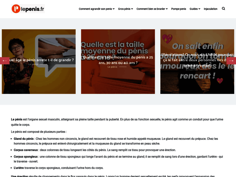 Screenshot du site : Le Blog pour Tout Savoir sur le Pénis