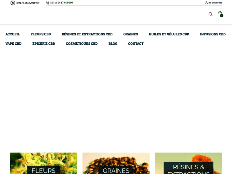 Screenshot du site : les chanvriers cbd