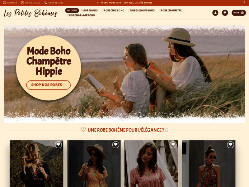 Screenshot du site : robe boheme : pour un look hippie