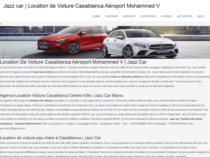 Screenshot du site : Agence Location de Voiture Casablanca Centre-Ville