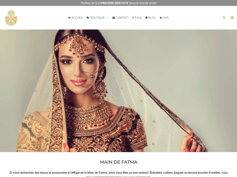 Screenshot du site : bijoux main de fatma
