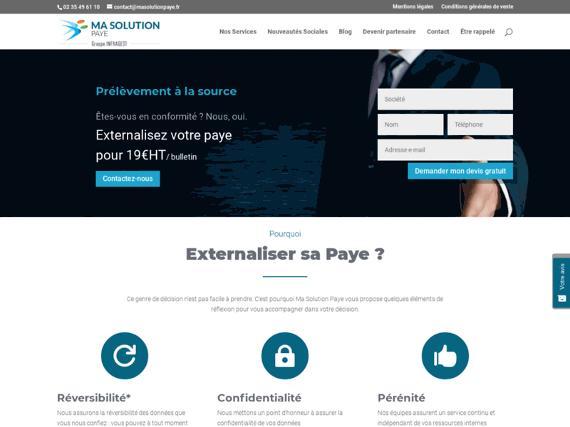 Screenshot du site : Ma Solution Paye