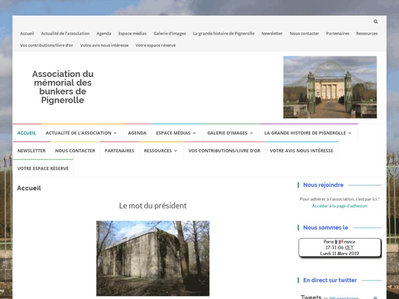 Screenshot du site : Association du mémorial des bunkers de Pignerolle