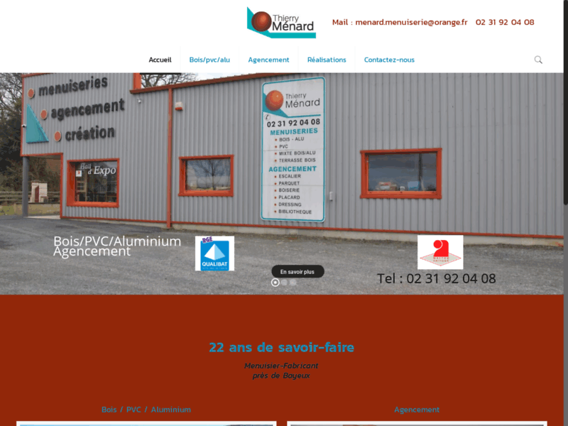 Screenshot du site : Menuiserie Menard près de Bayeux