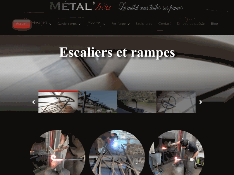 Screenshot du site : Métal'HOU, ferronnier d'art près de Pau, 64