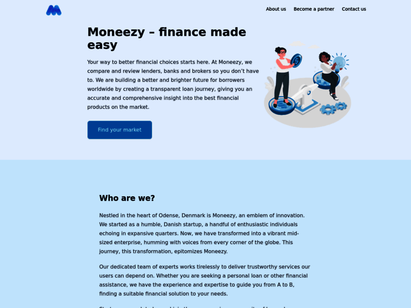 Screenshot du site : Le bon prêt en quelques clics avec Moneezy