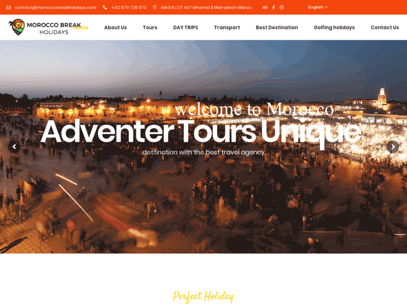Screenshot du site : Morocco Break Holidays - Transport & Voyage Touris