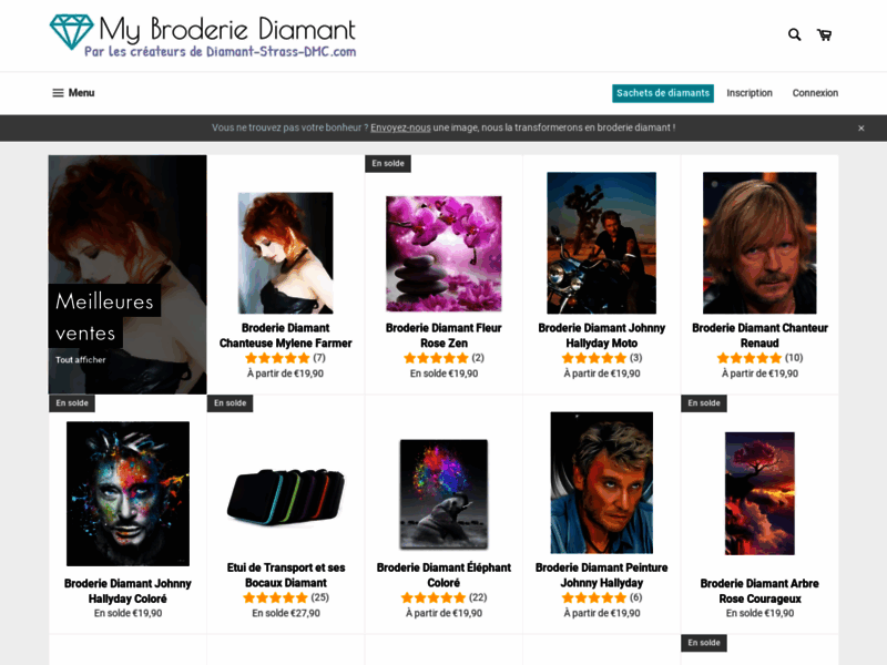 Screenshot du site : Boutique de broderies diamant