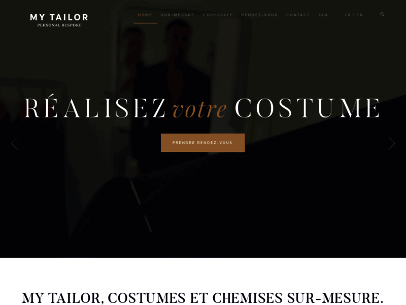 Screenshot du site : My Tailor - costumes et chemises sur-mesure.