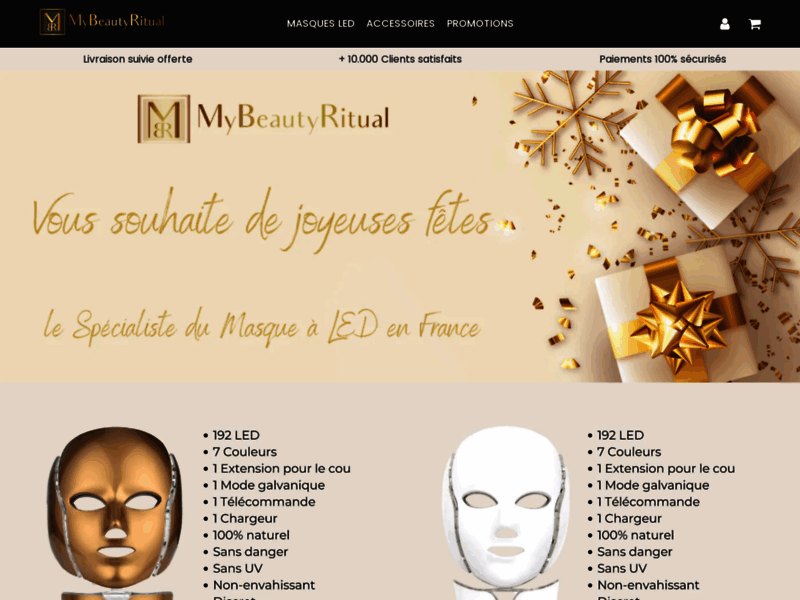 Screenshot du site : Masque LED