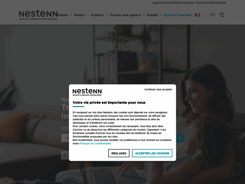 Screenshot du site : Agence immobiliere Nestenn