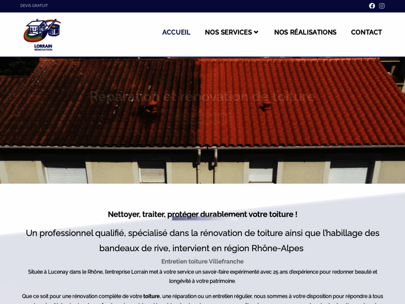 Screenshot du site : Des spécialistes en rénovation de toiture