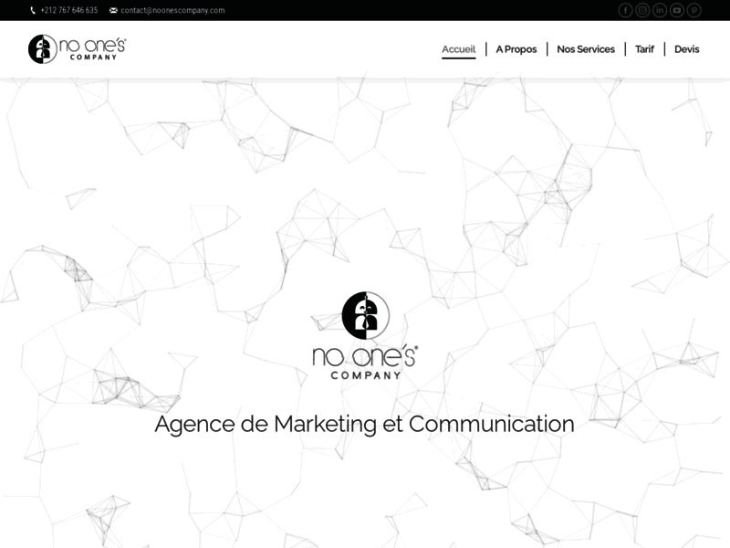 Screenshot du site : No One's company - Communication et Marketing