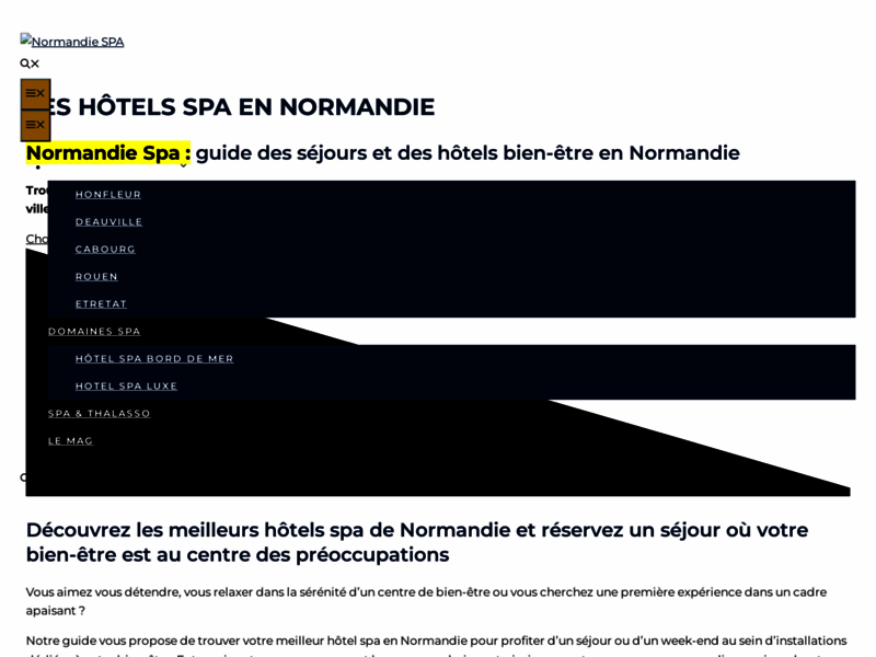 Screenshot du site : Normandie Spa : guide des hôtels spa en Normandie