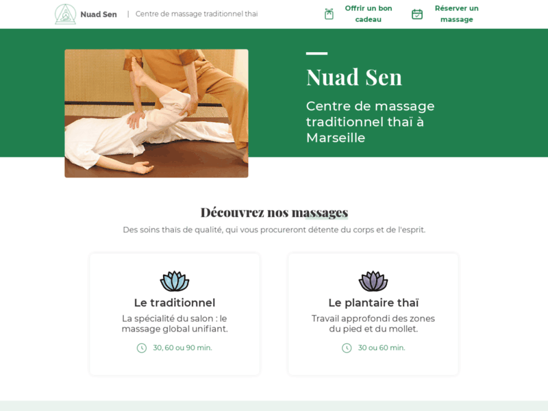 Screenshot du site : Centre de massage traditionnel thaï à Marseille