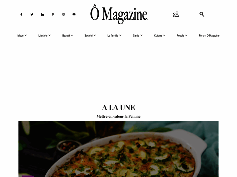 Screenshot du site : ÔMagazine magazine en ligne féminin