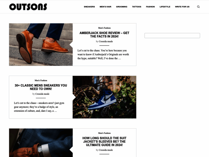 Site screenshot : Outsons Men's Fashion