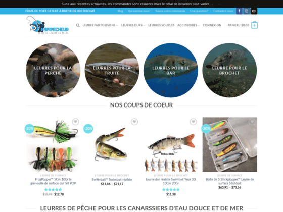 Une boutique en ligne de leurres de pêche