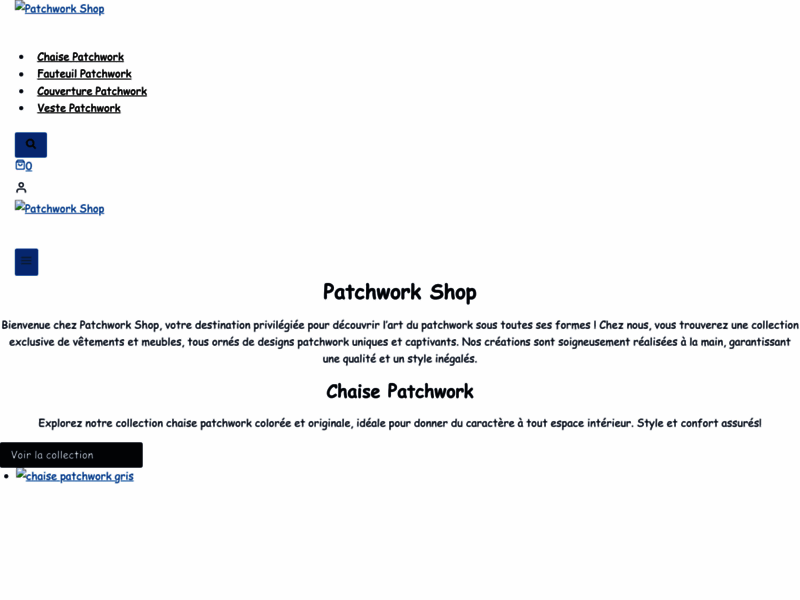 Screenshot du site : Patchwork Shop
