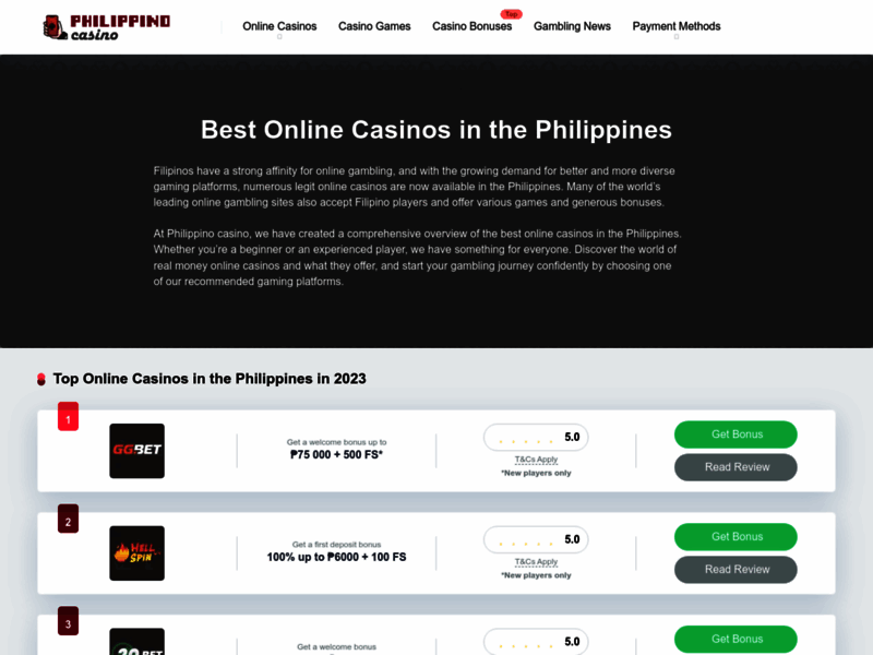 Website's screenshot : Best Online Casinos in the Philippines