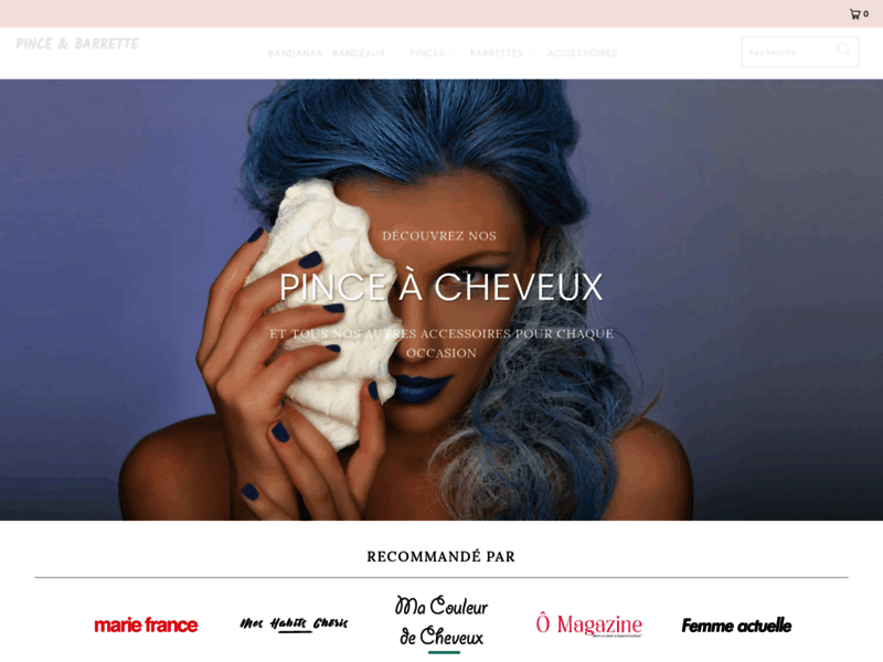 Screenshot du site : Pince&barrette - bandeau , barrette cheveux, pince