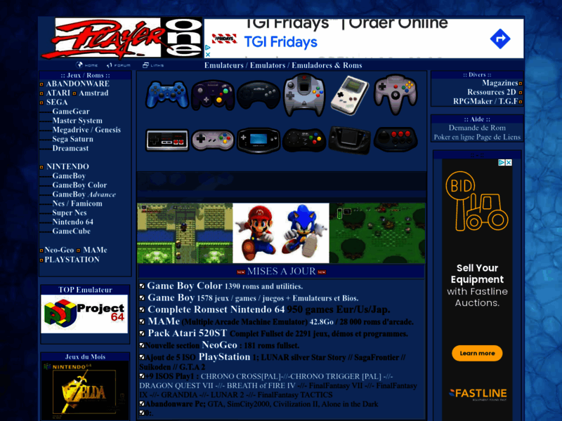 Screenshot du site : Player1.eu