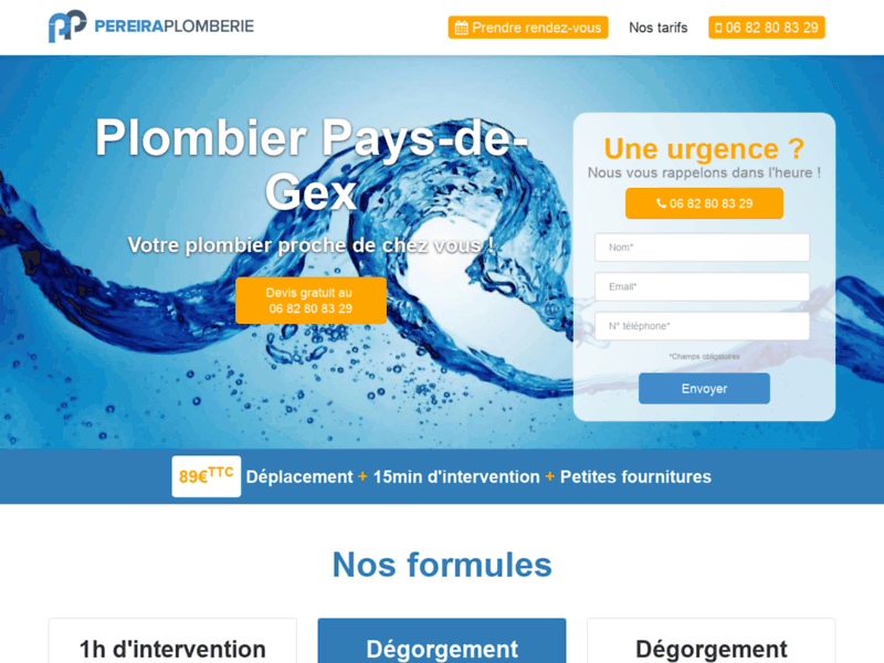 Screenshot du site : plombier saint genis pouilly