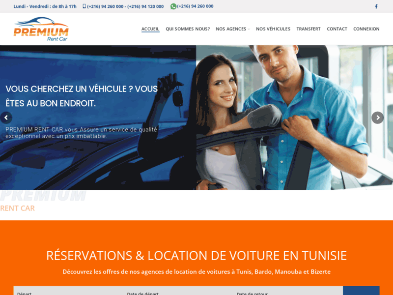 Screenshot du site : PREMIUM RENT CAR - AGENCE DE LOCATION DE VOITURE