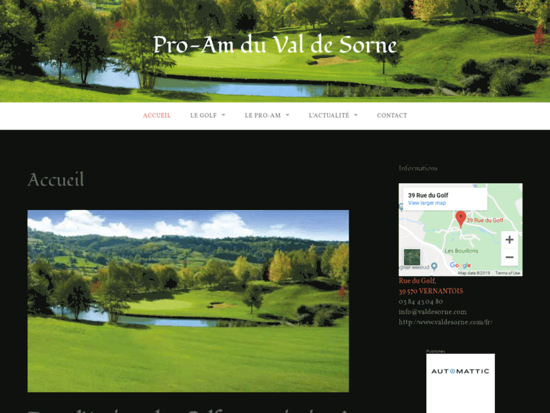 Screenshot du site : Pro Am Domaine du Val de Sorne