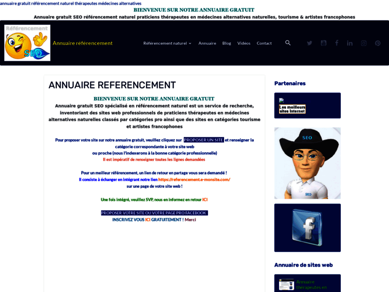 Screenshot du site : ANNUAIRE GRATUIT SEO REFERENCEMENT