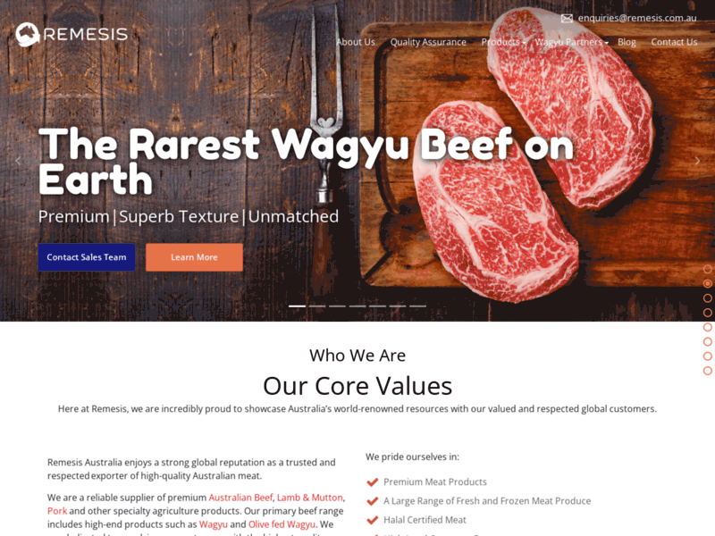 Site screenshot : Remesis - Australian Meat Exporter