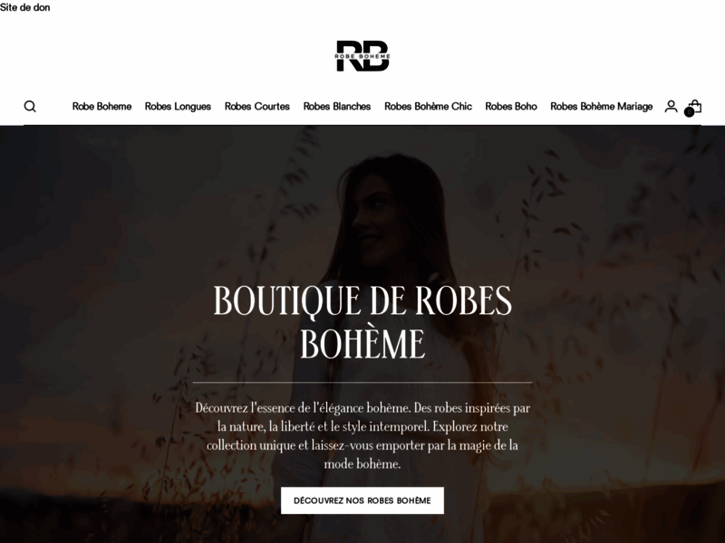 Screenshot du site : Robe Boheme