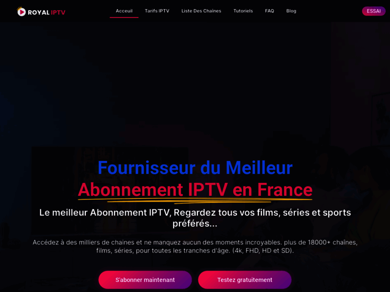 Screenshot du site : ROYALIPTV.FR - Abonnement IPTV France