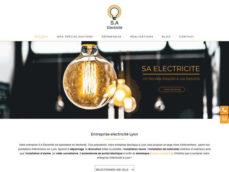 Screenshot du site : SA Electricité