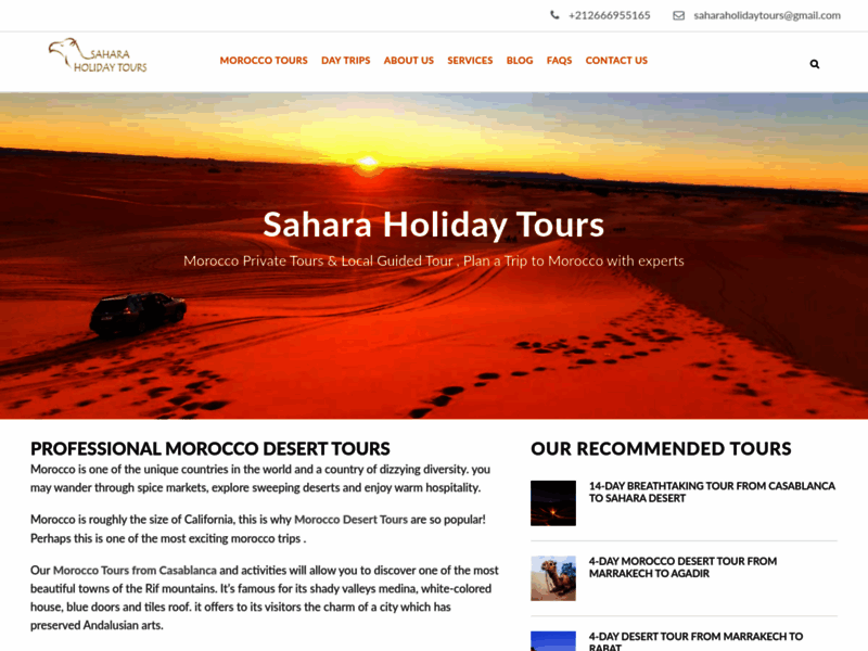 Screenshot du site : Sahara Holiday Tours