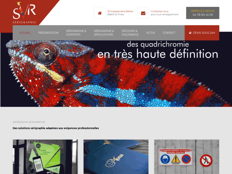Screenshot du site : SVR - Imprimeur Sérigraphie à Lyon, Rhône Alpes