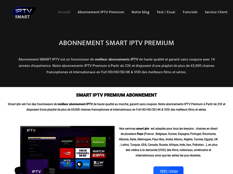 Screenshot du site : Abonnement smart iptv