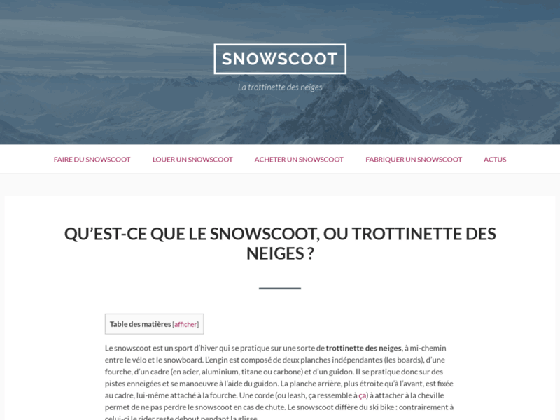 Screenshot du site : Snow-scoot.fr : le guide du snowscoot